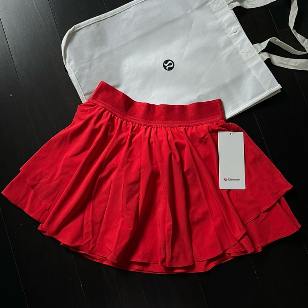 LULULEMON COURT RIVAL HR SKIRT *LONG IN HOT HEAT SZ 0 NWT